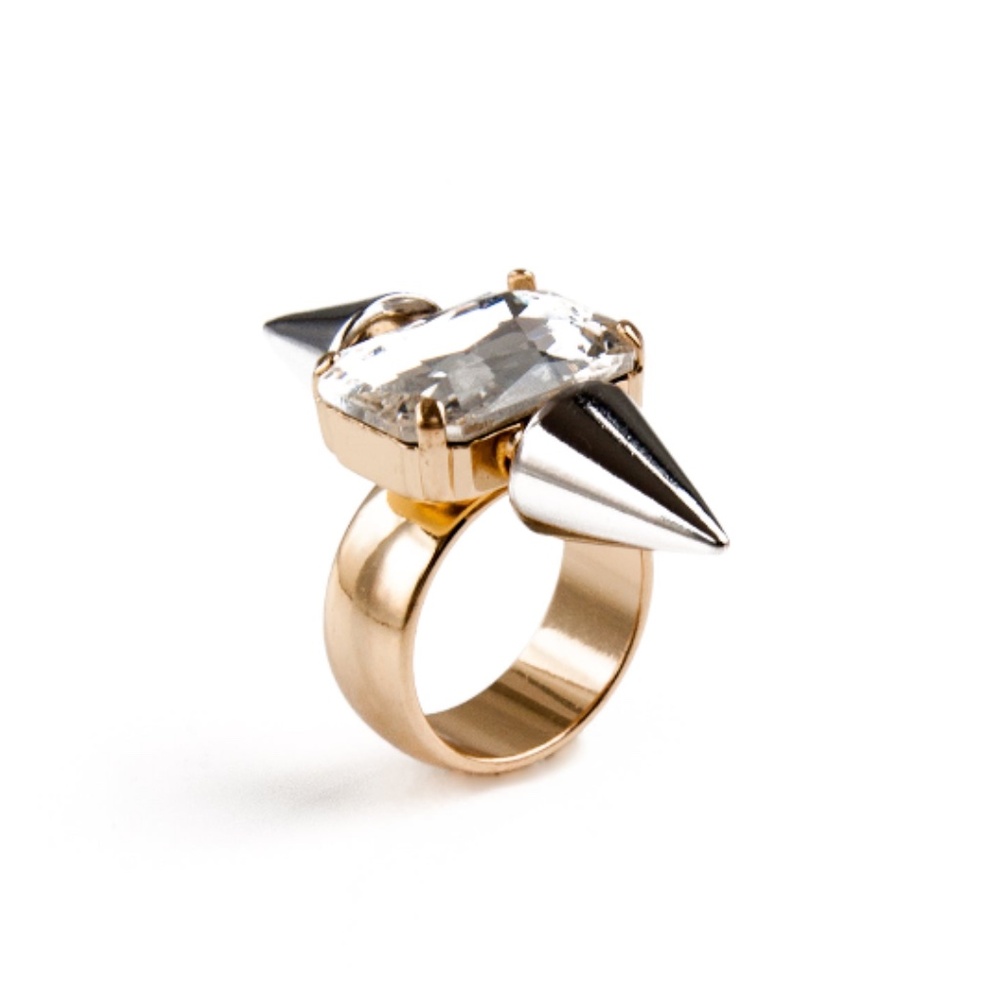 Noir jewlery Crystal spike ring